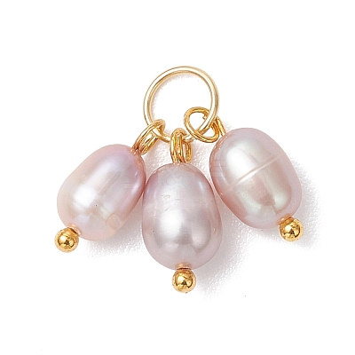 Natural Cultured Freshwater Pearl 3 Rice Charms PALLOY-JF05056-02-1