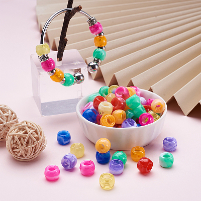 400Pcs 8 Colors Resin Large Hole Beads RESI-CW0001-12-1