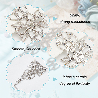 2Pcs Crystal Rhinestone Flower Link Bracelet BJEW-FG0001-02-1