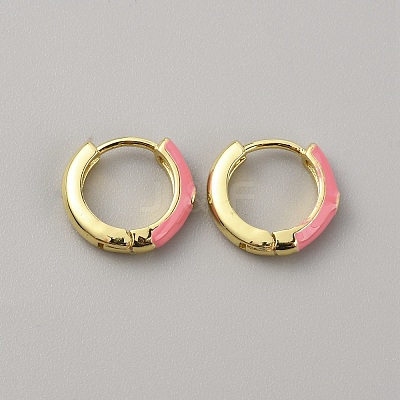 Enamel Hoop Earrings with Clear Cubic Zirconia EJEW-WH0004-39C-1