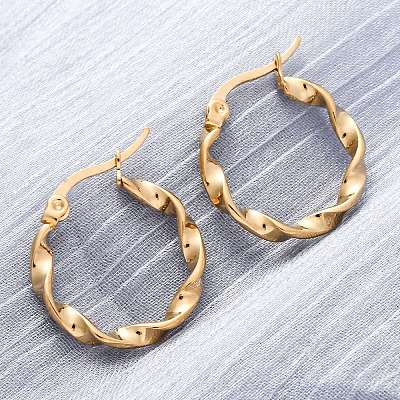 201 Stainless Steel Hoop Earrings X-EJEW-A054-05C-G-1