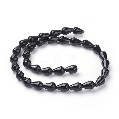 Grade A Natural Black Onyx Beads Strands G-G731-06-12x8mm-01-1