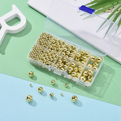 5 Sizes Plating Acrylic Beads PACR-LS0001-01G-1