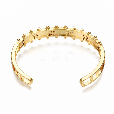 Brass Micro Pave Clear Cubic Zirconia Cuff Bangles BJEW-N302-006G-NF-1