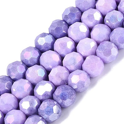 Anti-Tarnish Electroplate Glass Beads Strands EGLA-ZX010-8mm-08-1