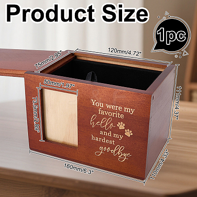 Wooden Pet Memorial Urn Box with Photo Frame CON-WH0100-64A-1