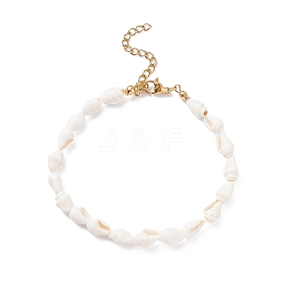 Natural Shell Beaded Bracelet BJEW-JB08162-1