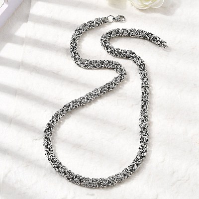 Tarnish Resistant 304 Stainless Steel Necklace Men's Byzantine Chain Necklaces NJEW-H411-26-1