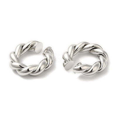 Rack Plating Brass Twist Rope Cuff Earrings for Women EJEW-D059-09P-1