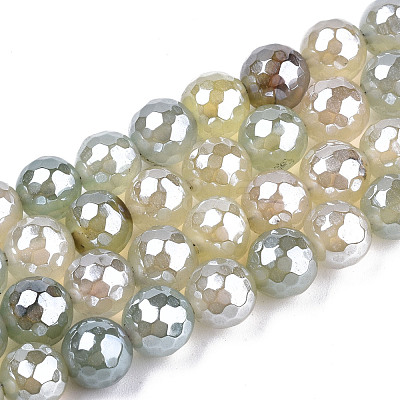 Electroplate Natural Agate Beads Strands G-T131-54P-1