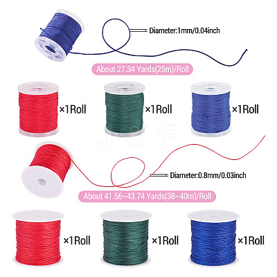 6Rolls 6 Colors Nylon Braided Cord NWIR-TA0001-46C-1