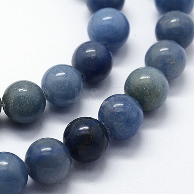 Dyed & Heated Natural Blue Aventurine Beads Strands X-G-I199-24-6mm-1
