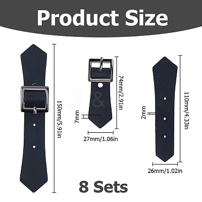 8 Sets PU Leather Sew on Toggle Buckles AJEW-HS0001-54C-1