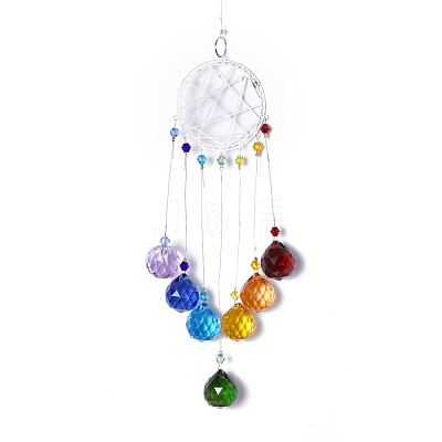 Crystals Chandelier Suncatchers Prisms Chakra Hanging Pendant AJEW-Q142-03-1