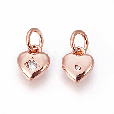 Brass Micro Pave Cubic Zirconia Charms ZIRC-F095-04RG-1