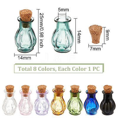 8Pcs 8 Colors Miniature Glass Bottles GLAA-PH0002-58-1