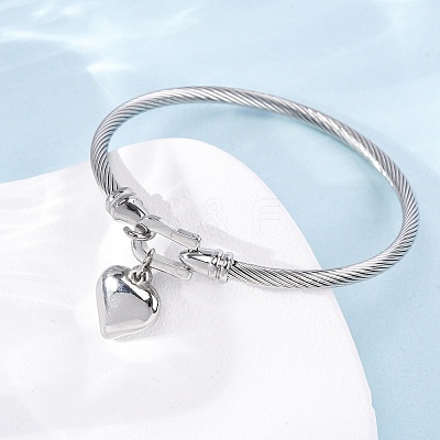 304 Stainless Steel Charm Bangles BJEW-K280-03P-1