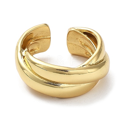Rack Plating Brass Criss Cross Open Cuff Rings for Women RJEW-Q777-04G-1