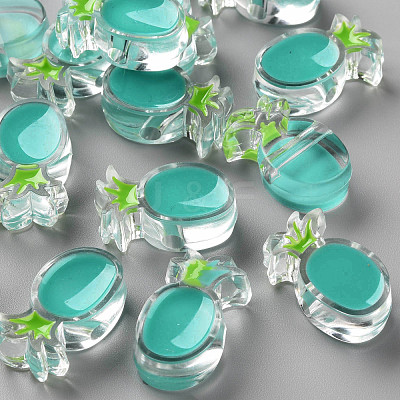 Transparent Enamel Acrylic Beads TACR-S155-002G-1