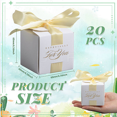 Wedding Paper Candy Gift Packaging Boxes with Polyester Ribbon CON-WH0105-08-1
