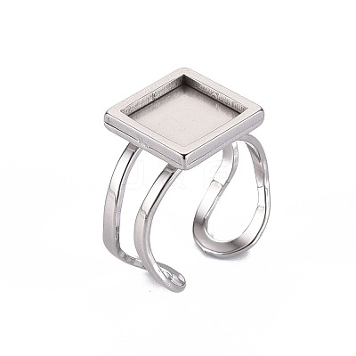Tarnish Resistant 201 Stainless Steel Cuff Pad Ring Settings STAS-S080-041A-P-1