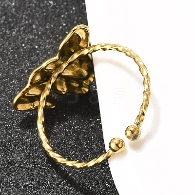 304 Stainless Steel Open Cuff Ring for Women RJEW-B109-01G-03-1