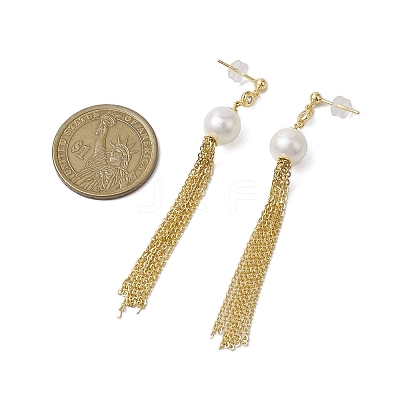 Natural Pearl Ear Studs EJEW-P286-43G-1