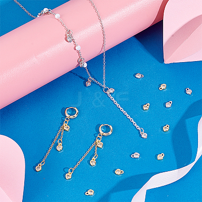 60Pcs 2 Colors Brass Micro Pave Cubic Zirconia Charms KK-PH0012-36-1
