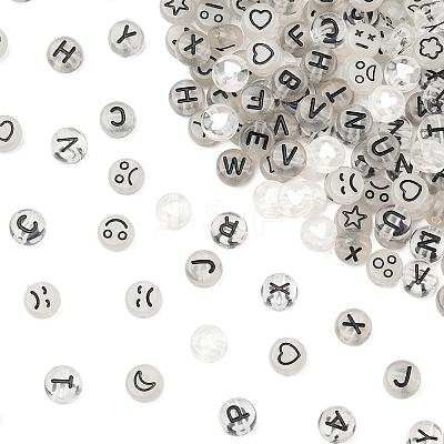200Pcs Flat Round Acrylic Beads TACR-FS0001-53-1