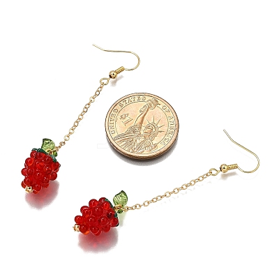 Handmade Lampwork Tassel Dangle Earrings EJEW-TA00658-1