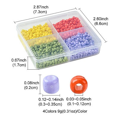 800Pcs 4 Styles Mixed Styles Glass Round Seed Beads SEED-FS0001-18A-1