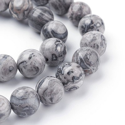 Natural Map Stone/Picasso Stone/Picasso Jasper Beads Strands G-G047-10mm-1