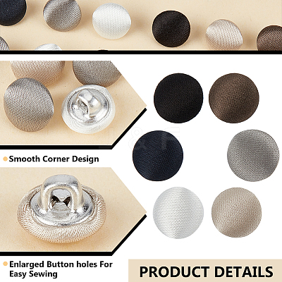 96Pcs 6 Colors 1-Hole Cloth Buttons BUTT-BC0001-09-1