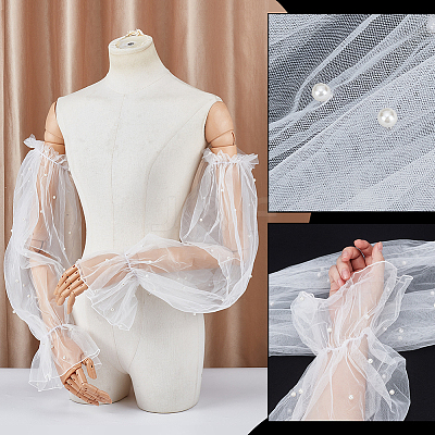 Polyester Detachable Mesh Puff Sleeves AJEW-WH0485-43B-1