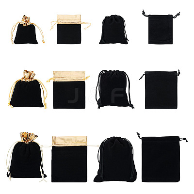 24Pcs 6 Styles Rectangle Velvet Jewelry Drawstring Bags TP-TA0001-08-1