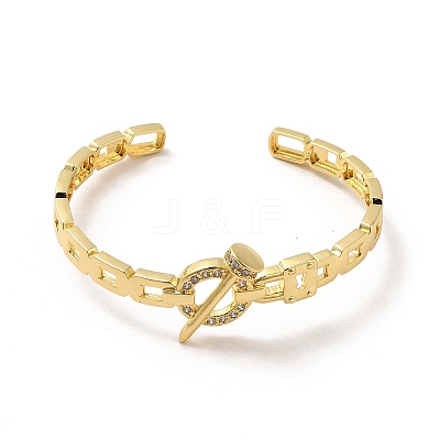 Clear Cubic Zirconia Ring & Nail & Padlock Open Cuff Bangle BJEW-C027-02G-1