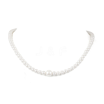 Shell Pearl Round Beaded Necklaces & Stud Dangle Earrings Sets for Women SJEW-JS01349-1