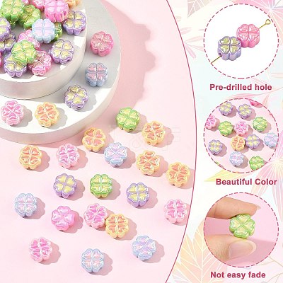 50Pcs UV Plating Opaque Acrylic Beads SACR-CJ0001-75-1