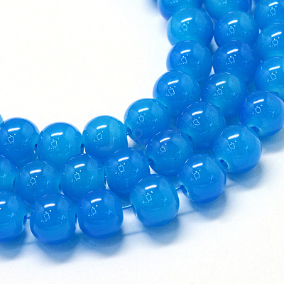 Baking Paint Imitation Jade Glass Round Bead Strands X-DGLA-Q021-6mm-13-1