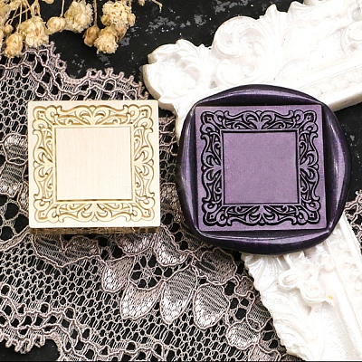 Square Flower Frame Brass Stamp Heads AJEW-M037-06G-02-1