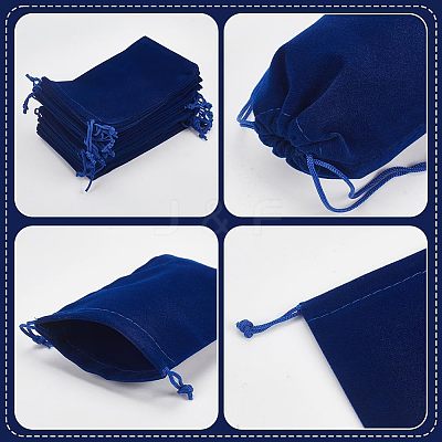 20Pcs Rectangle Velvet Drawstring Pouches TP-NB0001-62B-1