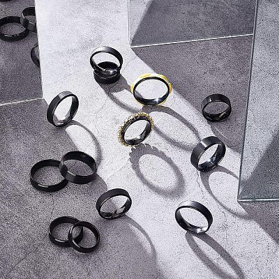 14Pcs 7 Size 201 Stainless Steel Plain Band Ring for Men Women RJEW-DC0001-06A-1
