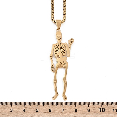 201 Stainless Steel Skeleton Pendant Necklaces LS-NJEW-K283-08G-1