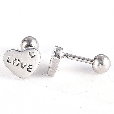 Tarnish Resistant 201 Stainless Steel Barbell Cartilage Earrings EJEW-R147-28-1