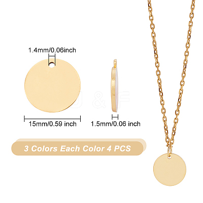 12Pcs 3 Colors 201 Stainless Steel Pendants STAS-AR0001-57-1