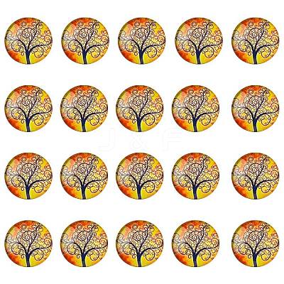 Half Round/Dome Tree Pattern Glass Flatback Cabochons for DIY Projects GGLA-YW0001-14F-1
