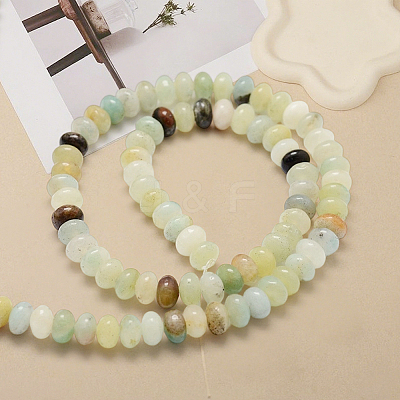 1 Strand Rondelle Natural Flower Amazonite Beads Strands G-PA0001-66-1