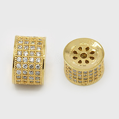 Brass Micro Pave Cubic Zirconia Beads ZIRC-F001-85G-1