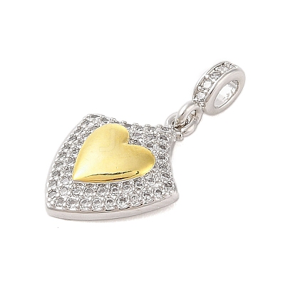 Rack Plating Brass Micro Pave Clear Cubic Zirconia Pendants KK-S380-37C-P-1