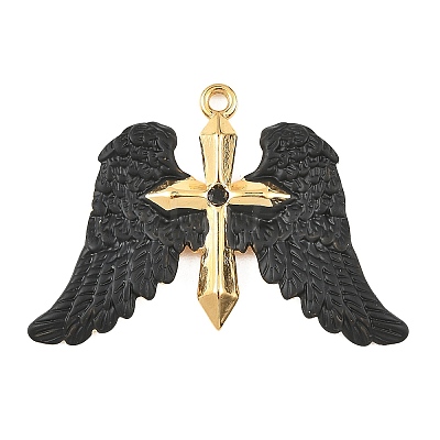 Baking Paint 304 Stainless Steel with Rhinestone Pendants STAS-Z186-03G-02-1